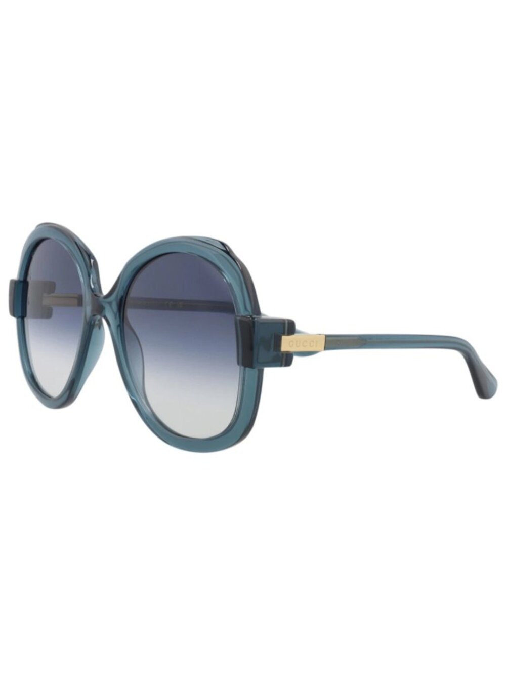 New Gucci Women's Sunglasses Round Oval Injection Frame Blue Blue Blue